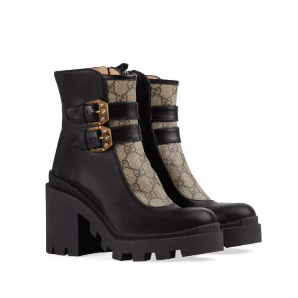 Gucci Kensington Nappa Samoa Ankle Boots with Buckle Detail - Picture 3 of 10